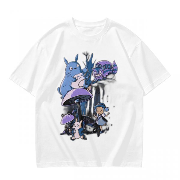 Olive T-Shirt with Whimsical Fantasy Creature and Character Print