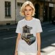 Olive T-Shirt With Rustic Wooden Cart Print
