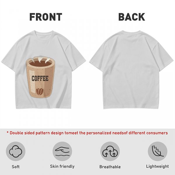 Olive Green T-Shirt With Coffee Cup Graphic Print