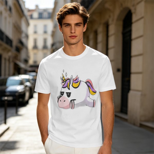 Olive T-Shirt With Grumpy Unicorn Graphic Print