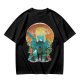 Olive Green T-Shirt With Fantasy Hero Silhouette Landscape Art