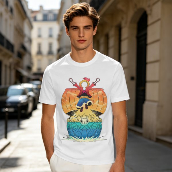 One Piece Thousand Sunny Ship Graphic Olive T-Shirt