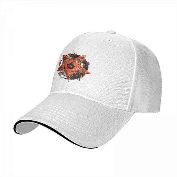 Black Baseball Cap with Pizza Pentagram Graphic