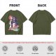 Olive Graphic T-Shirt with Muscular Figure Holding Red Device and Night Watch Text