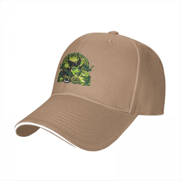 Black Baseball Cap with Maleficent Halloween Themed Print