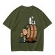 Olive T-Shirt with Charlie Brown and Snoopy at Oktoberfest Beer Barrel