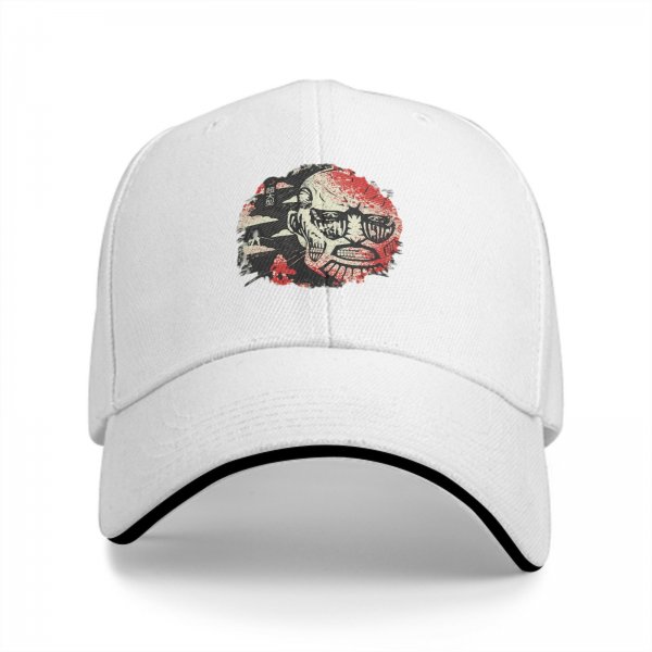 Black Baseball Cap With Distressed Horror Monster Face Graphic