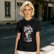 Olive graphic t-shirt with 'I Am Deadly Serious' and unicorn grim reaper art