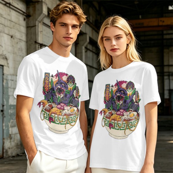 Anime Mecha Robot Ramen Bowl Graphic T-Shirt