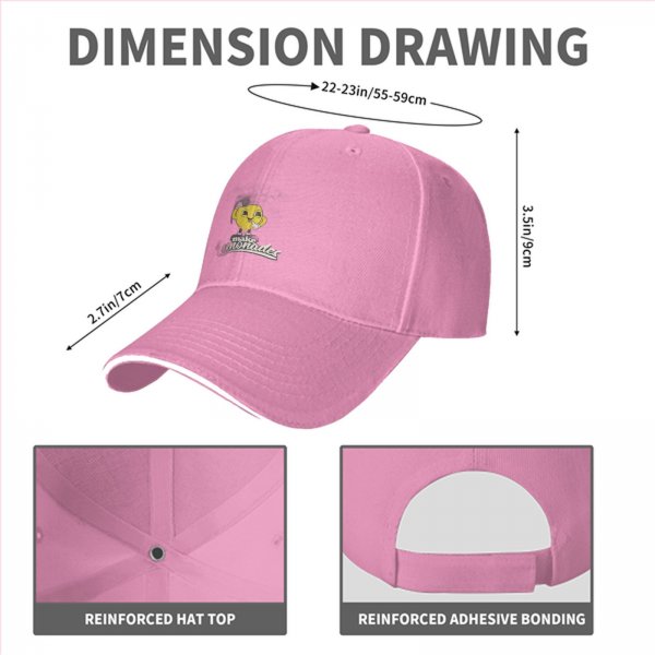 Black baseball cap with cheerful lemon graphic and make lemonades text