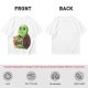 Olive Green T-Shirt With Cute Turtle Holding Coffee Cup Print