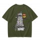 Olive t-shirt with Dalek holding burger and 'It's Dalektable' print