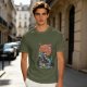 Olive T-Shirt with Japanese Dragon and Sun Graphic Print