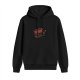 Black Hoodie With Vintage Gramophone Graphic Print