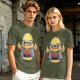 Olive T-shirt with Cool Stylized Duck Graphic Print