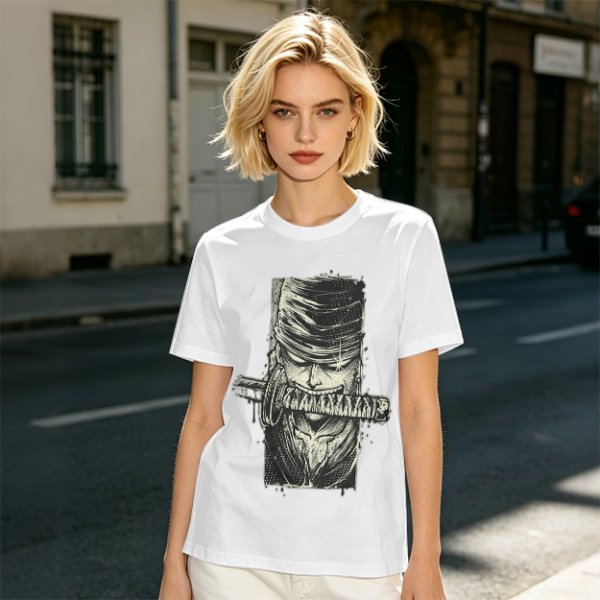 Olive T-shirt with One Piece Zoro Bandana Sword Print