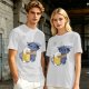 Olive T-Shirt With Cute Blue Goat Holding Foamy Beer Mug Print