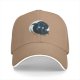 Black Baseball Cap With Glowing Blue Dragon And Sword Print