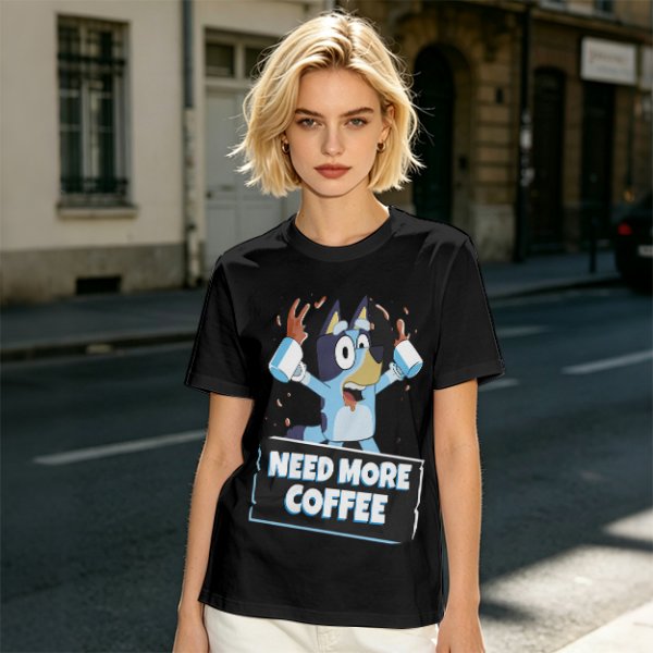 Bluey Character 'Need More Coffee' Graphic T-Shirt