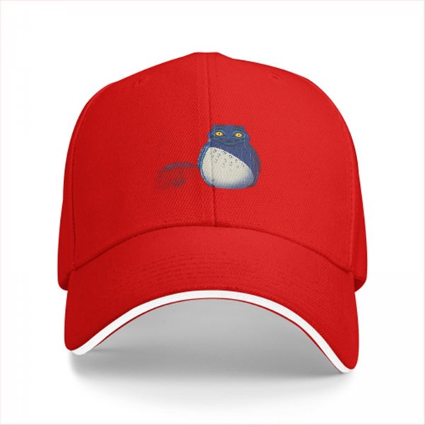 Black Baseball Cap With Blue Totoro Inspired Graphic Print