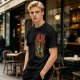 Olive T-shirt with Dark Fantasy Tentacle Monster Graphic Print