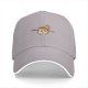 Black baseball cap with cute burning marshmallow graphic
