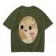 Olive T-Shirt With Cute Pluto Potato Character Graphic