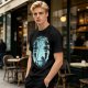 Olive T-Shirt With Silhouetted Forest Scene And Two Figures