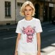Olive T-Shirt With Cute Axolotl Holding Hot Drink Print