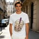 Olive T-Shirt With Halloween Themed Boba Tea Graphic