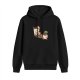 Black hoodie with cute anthropomorphic coffee cups graphic