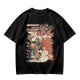 Olive green graphic tee with retro masked rider ramen motorcycle art
