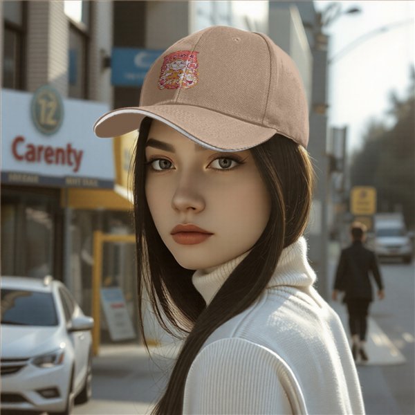 Black Baseball Cap with Cute Japanese Food Chef Character Graphic