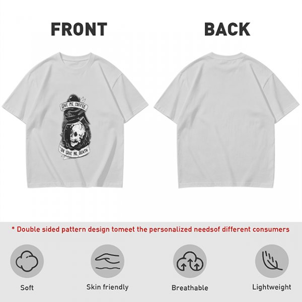 Olive Graphic T-Shirt With Give Me Coffee Or Death Skull Print