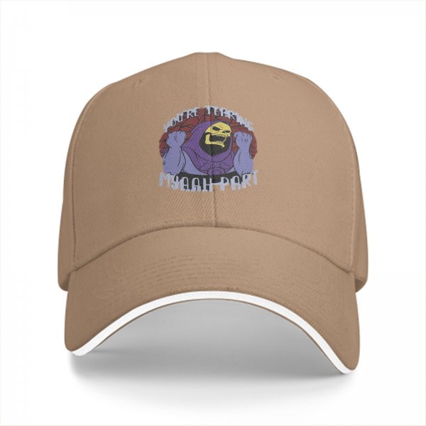 Black baseball cap with Skeletor 'You're Tearing Myaah Part' graphic