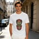 Olive T-Shirt with Tribal Warrior Mask and Horse Graphic Print