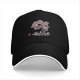 Black baseball cap with cherry blossom tree and skulls graphic