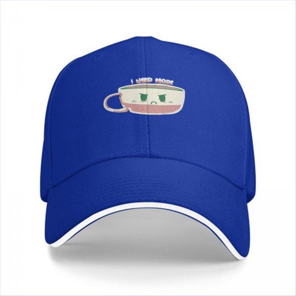 Black Baseball Cap With I Need More Coffee Cup Graphic