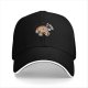 Black baseball cap with retro sun character and 'SHINE' graphic