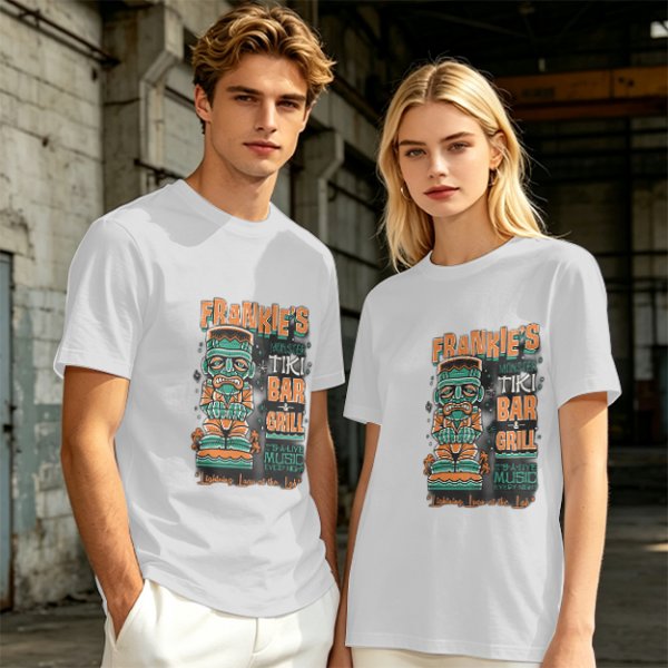 Frankie's Monster Tiki Bar Grill Themed Graphic T-Shirt