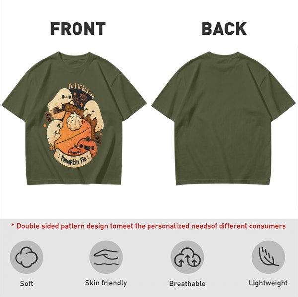 Fall Vibes and Pumpkin Pie Ghost Graphic T-Shirt