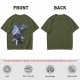 Olive T-Shirt with Whimsical Fantasy Creature and Character Print