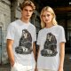 Olive T-shirt with Ghostface driving a Ghostbusters-style car graphic