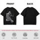 Olive Green T-Shirt With Black Cat Peeking From Knight Helmet Art