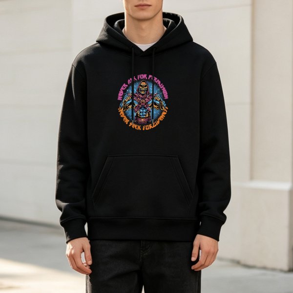 Hoodie with Skeletor 'Never Ask For Permission' Graphic