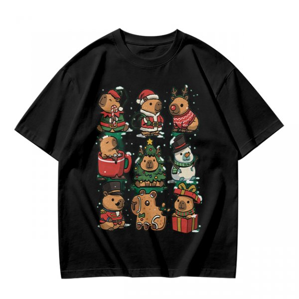 Christmas Capybara Characters Graphic T-Shirt