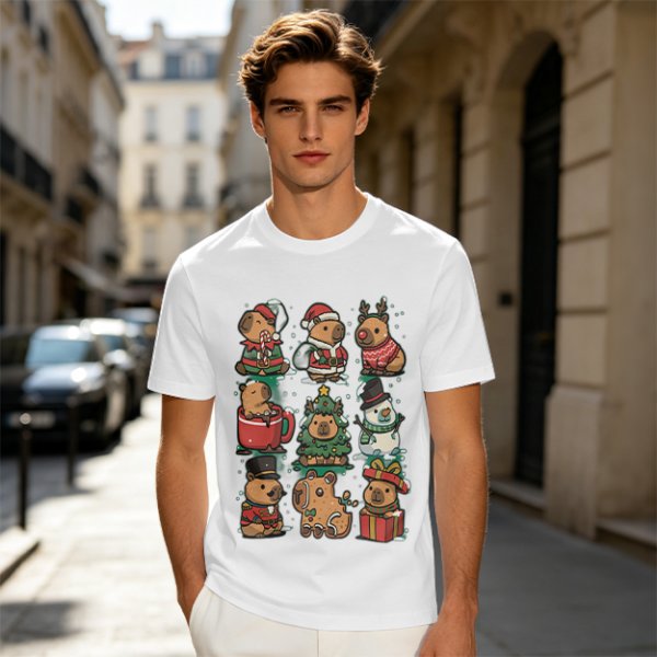 Christmas Capybara Characters Graphic T-Shirt