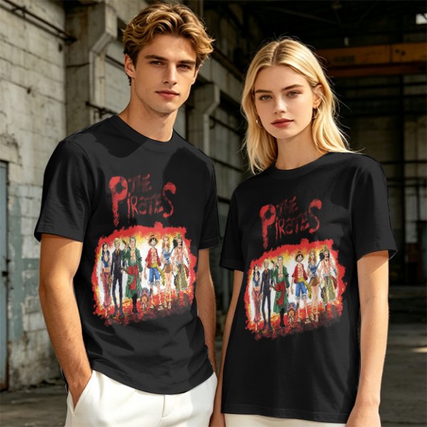 One Piece Pirates Anime Graphic Olive T-Shirt