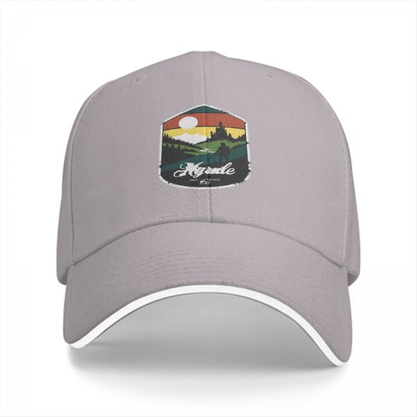 Black Baseball Cap with Retro Outdoor Landscape Graphic Patch