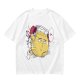 Oversized Olive T-Shirt with Saitama 'OK' Anime Graphic Print